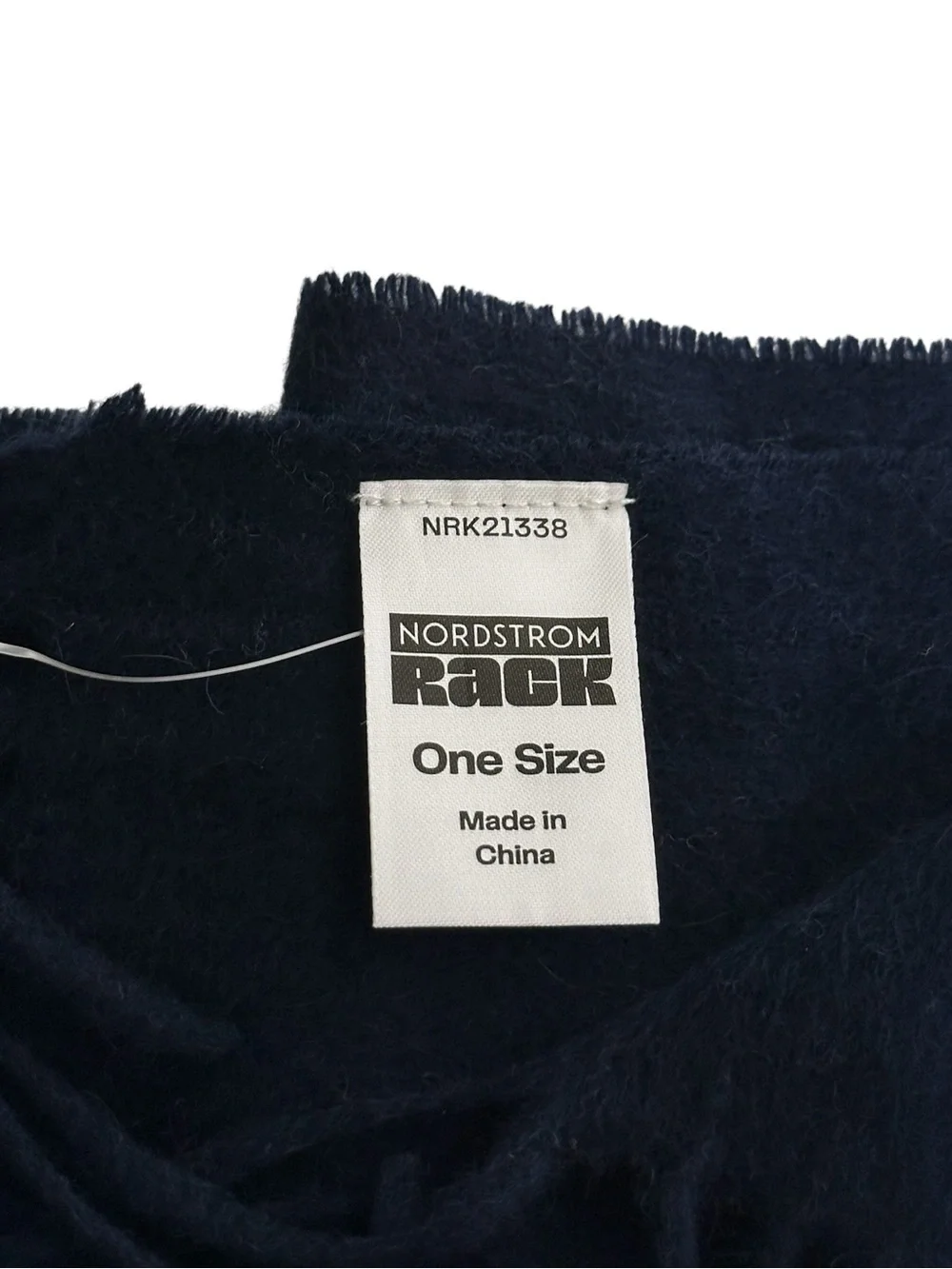 Nordstrom Rack 100% Cashmere Navy Blue Fringe Scarf One Size NWOT